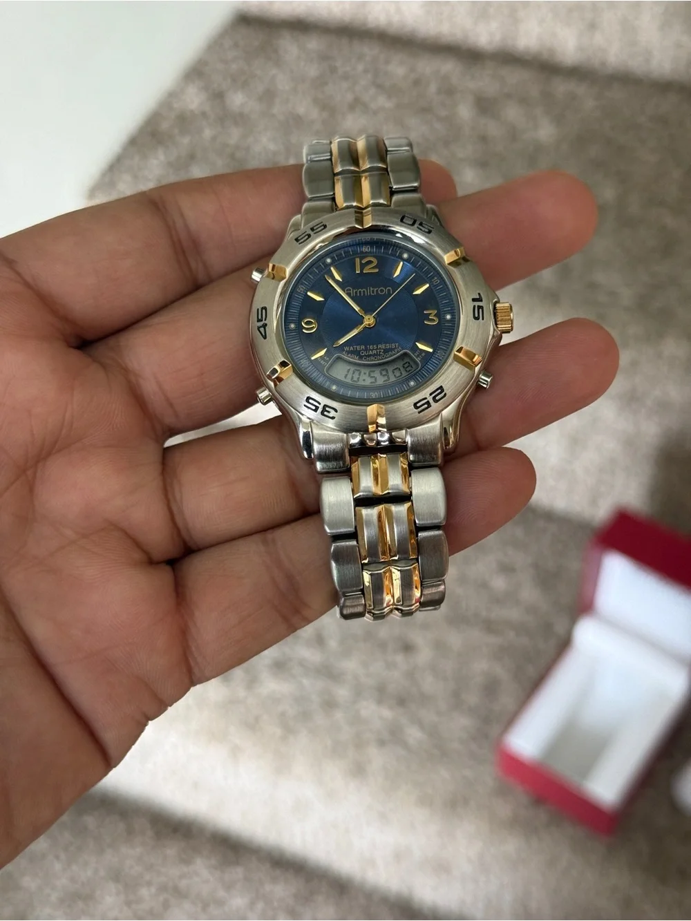 Armitron vintage digital analog Two-Tone Blue Dial Watch Mens
